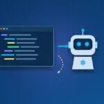 Code-Fenster und KI-Agent, der Code liest und Änderungen zurückgibt