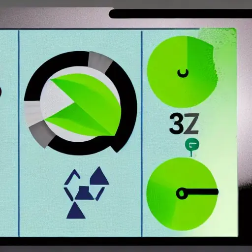 A close‑up of a laptop screen displaying a detailed sustainability report, with sections labeled 'Scope‑3 Emissions', 'Energy Consumption', and 'Carbon Footprint'. The screen shows a pie chart where the largest slice is green