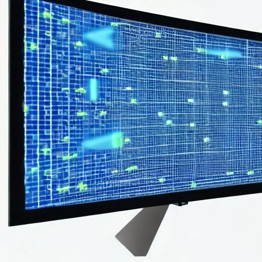A photorealistic, cinematic depiction of a modern data science lab, featuring a large transparent screen displaying a complex neural network diagram with color‑coded nodes and arrows indicating feature importance