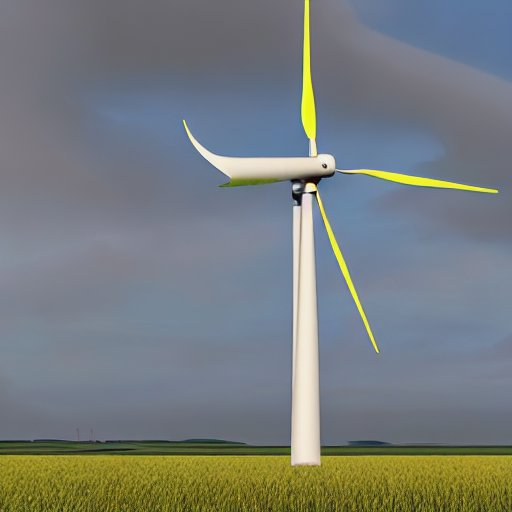 A photorealistic image of a German wind turbine farm with edge computing nodes on each turbine, small AI processors embedded in the nacelle, real‑time vibration and temperature data displayed on a translucent screen