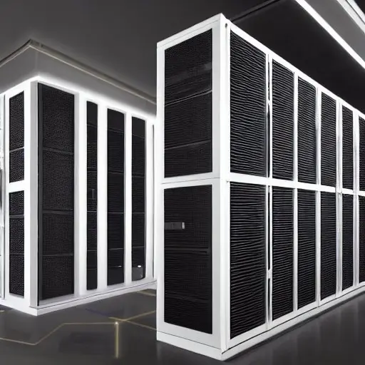 A side‑by‑side photorealistic comparison of Open Telekom Cloud server racks and AWS Outposts hardware, each displayed in a clean, modern data center environment, with subtle branding logos