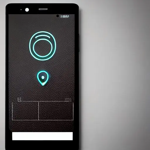 A smartphone with post‑quantum encryption, featuring a sleek black design with a matte finish. The phone’s screen displays a secure messaging app, with a holographic lock icon that pulses in sync with the device’s biometric sensor