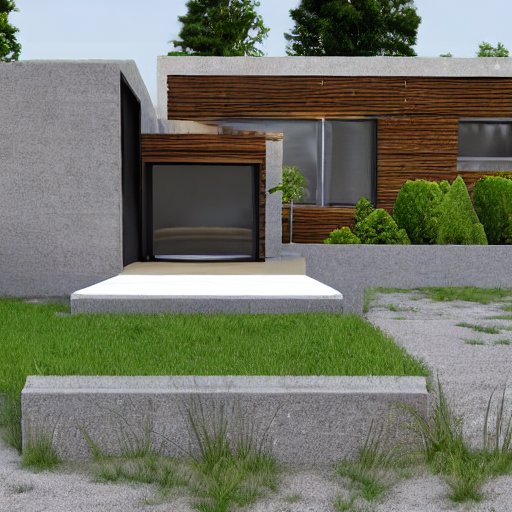 Erdwärmepumpe in einem Vororthaus: Unterirdische Rohrschleife im geneigten Garten, Wärmepumpen‑Einheit auf Betonplatte, moderner Wohnraum mit sichtbarem Thermostat. Realistische Boden­texturen, sanfte Schatten und blauer Himmel betonen den Kontras…