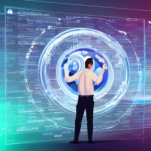 IT-Team in Business‑Kleidung arbeitet an einem großen Bildschirm, der einen PKI‑Workflow mit Zertifikatsausstellung, Validierung, Widerruf und Schlüsselwechsel zeigt; die Teammitglieder sind von dem Bildschirmlicht beleuchtet, während im Hintergru…