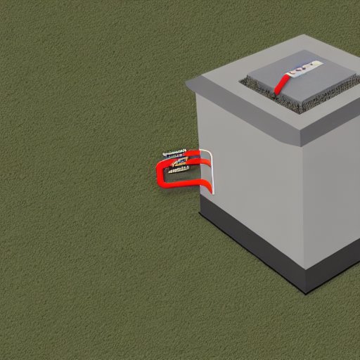 Schematische Darstellung einer Erdwärmepumpe: Unterirdisches Rohrfeld, Heizpumpen‑Einheit und Gebäudekleidung mit klaren Beschriftungen, realistische Boden­texturen und sanftes Tageslicht. Das Bild zeigt den Wärmefluss vom Boden ins Gebäude, beton…