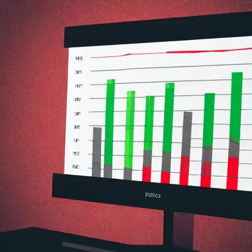Dashboard mit Echtzeit‑Bitcoin‑Preisdiagramm auf dunklem Monitor, zeigt steigende Trendlinie und rotes Pfeil auf 4 % Rückgang. Umgeben von Symbolen für Dollar, Uhr und Benachrichtigung, Hintergrundblau‑zu‑Schwarz, mit Meldung „BTC ‑4,8 % in 45 Min…