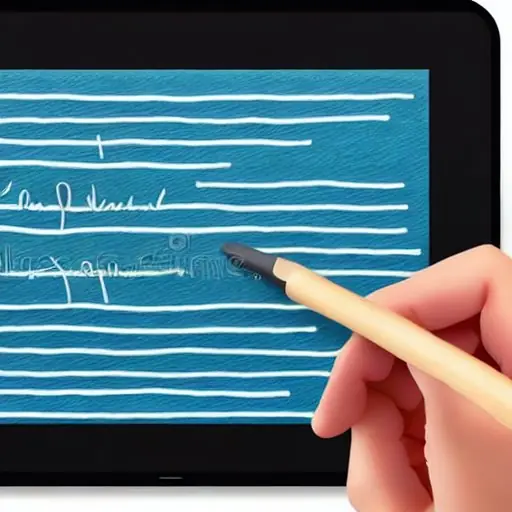 Hand hält einen Stift, der eine digitale Unterschrift auf einem Tablet zeichnet, während aus dem Stiftlicht ein leuchtendes RSA-Algorithmus-Symbol fließt.