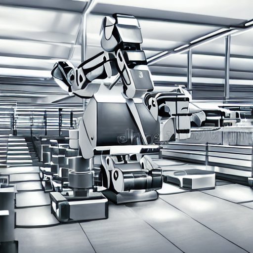 Moderne Industrieroboter in einer Fertigungsstraße, präzise Bewegungen, sichtbare Sensoren, klare Linienführung, die Anwendung der Newtonschen Gesetze in der Robotik veranschaulicht.