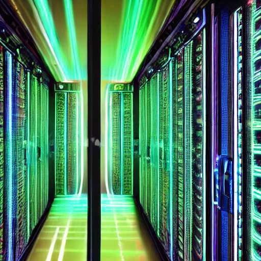 Ein holografisches Schloss wechselt von Rot zu Grün in einem Serverraum, symbolisierend für automatisiertes Zertifikatsmanagement und sichere digitale Infrastrukturen.