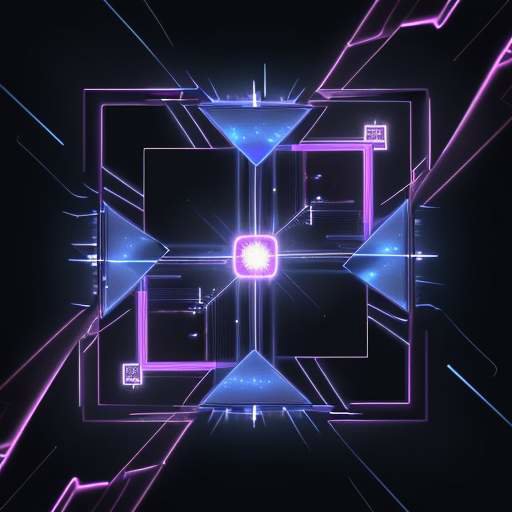 Abstrakte Visualisierung eines Quantenprozessors mit vernetzten Qubits in tiefen Purpurtönen und elektrischen Blautönen. Die Darstellung symbolisiert Quantenzustände und Superposition in einer modernen, wissenschaftlichen Umgebung.