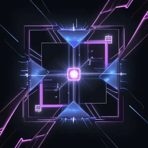 Abstrakte Visualisierung eines Quantenprozessors mit vernetzten Qubits in tiefen Purpurtönen und elektrischen Blautönen. Die Darstellung symbolisiert Quantenzustände und Superposition in einer modernen, wissenschaftlichen Umgebung.