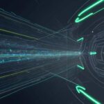 Abstrakte Visualisierung komplexer Datenströme, die in einen zentralen, leuchtenden KI-Kern konvergieren, symbolisiert die Digitalisierung des Unternehmensdenkens.