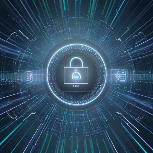 Digitales Sicherheitsschloss aus Licht und Code, das robuste Datenarchitektur und Datenschutz für KI-Systeme symbolisiert.