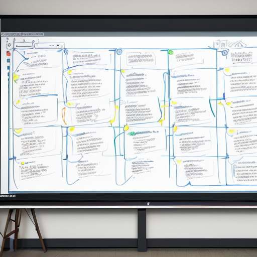 Diverse Fachleute arbeiten zusammen an einem beleuchteten Whiteboard, wo ein KI-Interface Konzepte und Daten visualisiert, was die Mensch-KI-Kollaboration darstellt.