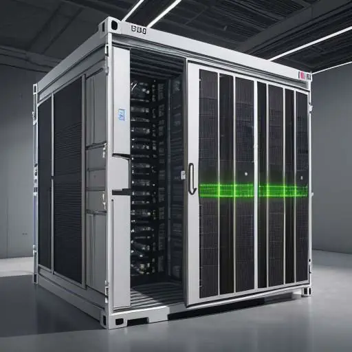 Dramatische Aufnahme eines hochdichten GPU-Racks mit sichtbarer Hitze und komplexer Flüssigkeitskühlung, bei der ein Techniker Wartungsarbeiten durchführt.