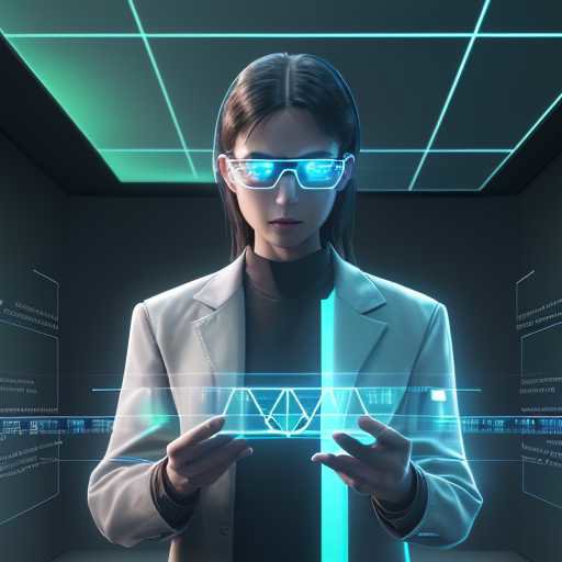 Futuristisches Bild, das einen Menschen zeigt, der durch Smart Glasses oder eine holografische Projektion Echtzeitdaten wie Untertitel und Zusammenfassungen erhält. Symbolisiert die Kraft lokaler KI-Verarbeitung.