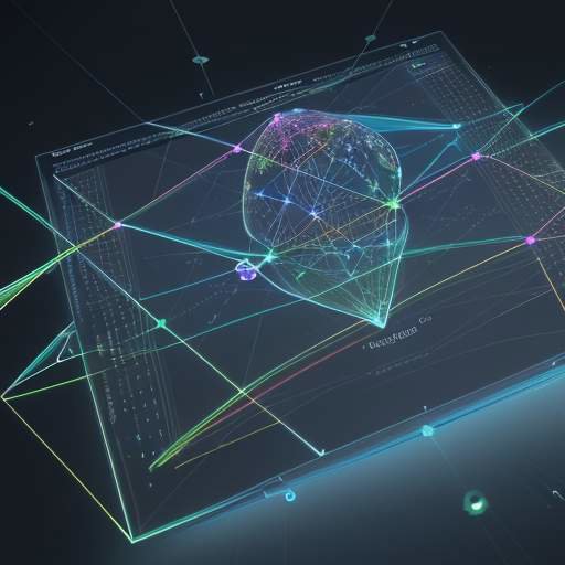 Interaktive holografische Datenvisualisierung in einem Konferenzraum, die die Vernetzung von Geschäfts- und Lieferketten zeigt, während Führungskräfte strategisch diskutieren.