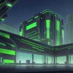 Massives, futuristisches Rechenzentrum mit leuchtenden grünen Energieleitungen, das die kritische Infrastruktur für das moderne Geschäftsleben und den KI-Boom symbolisiert.