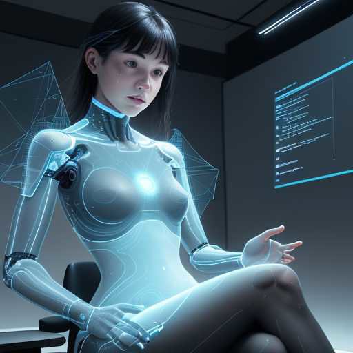 Person interagiert in modernem Büro mit holografischer KI-Oberfläche, die komplexe Datenmodelle und Code visualisiert, was die Erweiterung menschlicher Denkprozesse darstellt.