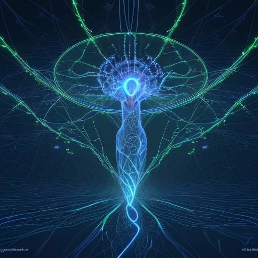 Visualisierung des menschlichen Denkens, das sich mit leuchtenden neuronalen Netzwerken und komplexen Datenvisualisierungen verbindet, um tiefgreifende Erkenntnisse zu ermöglichen.