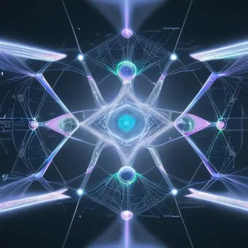 Diverse Forscher und Ingenieure arbeiten konzentriert an einem holografischen Display, das komplexe Datenmodelle und ethische Entscheidungsprozesse visualisiert.