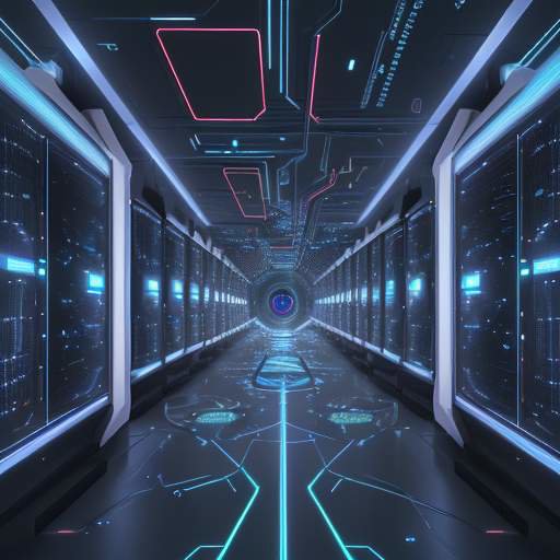 Futuristisches Rendering eines exascale Supercomputer-Clusters, das immense Datenflüsse und die nächste Ära der KI-Rechenleistung visualisiert.