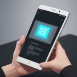 Konzeptionelles Diagramm, das eine Person zeigt, die ein mobiles KI-Interface für personalisiertes Einkaufen nutzt, das Bilderkennung und Produktvorschläge integriert.