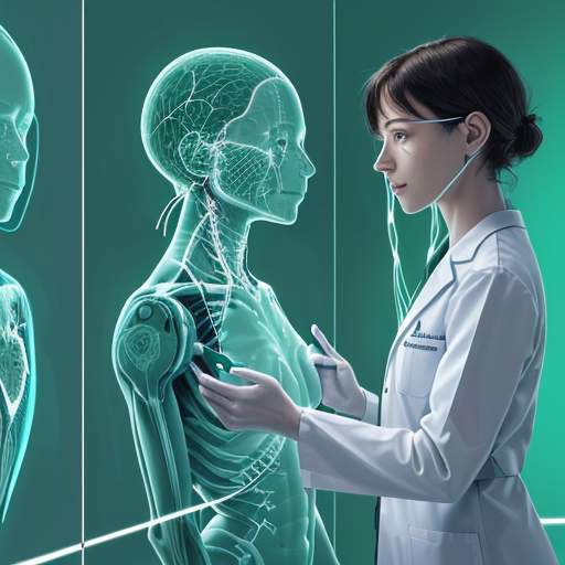 Ein Arzt und ein holografischer KI-Assistent analysieren gemeinsam ein dreidimensionales Herzmodell in einem modernen medizinischen Bereich, wobei Datenpanels die Verlässlichkeit der Informationen visualisieren.