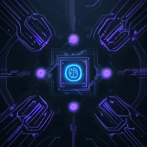 Ein leuchtender Quantenprozessor-Kern in einem dunklen Labor, umgeben von schwebenden mathematischen Formeln und digitalen Symbolen in Neonfarben, die den Übergang zur Post-Quanten-Kryptographie symbolisieren.