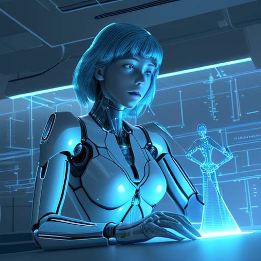 Ein Wissenschaftler und eine holografische Figur arbeiten in einem modernen Labor gemeinsam an einer leuchtenden 3D-Molekularstruktur, was die Zusammenarbeit zwischen Mensch und KI symbolisiert.
