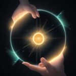 Eine futuristische digitale Landschaft zeigt ein glühendes neuronales Netzwerk, das in goldenen Staub zerfällt, während eine holografische Hand versucht, eine flackernde Datenkugel zu berühren – eine Darstellung der Grenze zwischen klaren Informat…