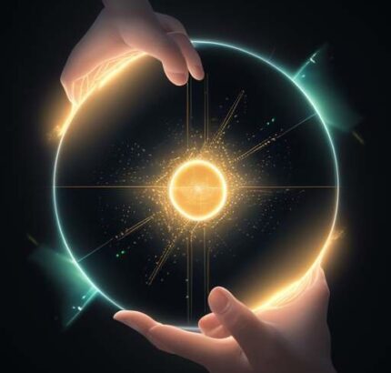 Eine futuristische digitale Landschaft zeigt ein glühendes neuronales Netzwerk, das in goldenen Staub zerfällt, während eine holografische Hand versucht, eine flackernde Datenkugel zu berühren – eine Darstellung der Grenze zwischen klaren Informat…