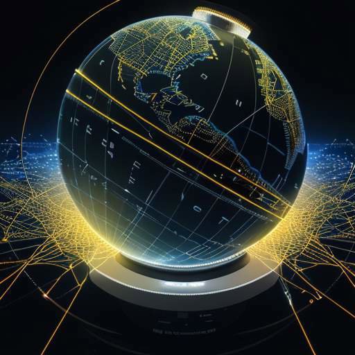 Eine leuchtende digitale Weltkugel mit vernetzten Datenströmen und Mikrochip-Mustern in Blau und Gold, die globale Konnektivität und technologischen Fortschritt symbolisiert.