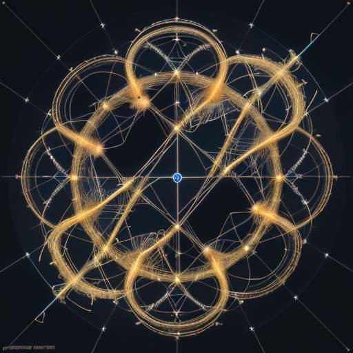 Ein leuchtendes, abstraktes neuronales Netzwerk aus goldenen und blauen Fasern, das sich in Symbole für Schutz, Einstellungen, Analyse und Sicherheit verzweigt.