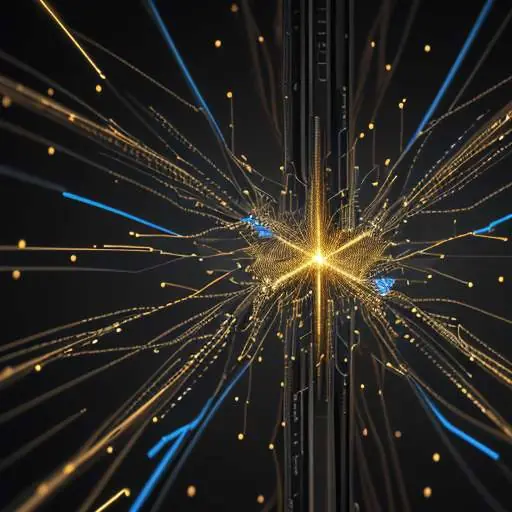 Eine 3D-Visualisierung eines leuchtenden neuronalen Netzwerks über einem Server-Rack, das Datenflüsse und die Automatisierung von IT-Workflows durch künstliche Intelligenz symbolisiert.