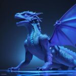 Eine futuristische Nahaufnahme eines Drachenschuppen-Modells in einem Labor, das durch leuchtende neuronale Netze und digitale Datenströme analysiert wird, um die Komplexität von Neural Texture Compression zu visualisieren.