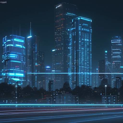Eine futuristische Smart City bei Nacht mit hell erleuchteten LED-Fassaden und einem modernen Kontrollzentrum im Vordergrund, die die Rolle von LEDs in der modernen Infrastruktur visualisieren.