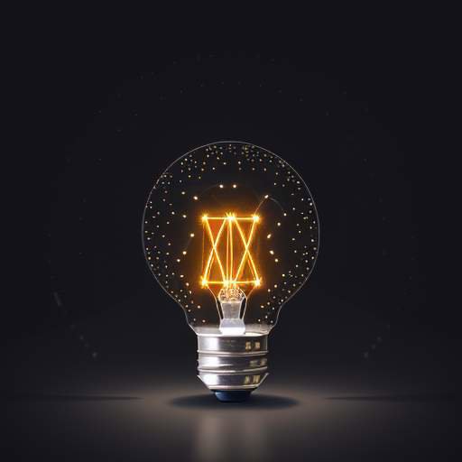 Eine leuchtende Glühbirne aus winzigen LED-Punkten und Glasfaserkabeln auf dunklem Hintergrund als Symbol für Innovation und moderne Elektronik.