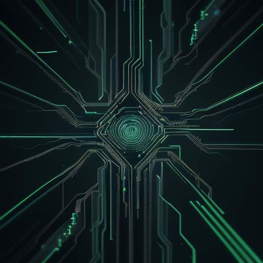Futuristische Visualisierung von Datenpaketen als Lichtpulse auf einer leuchtenden Leiterplatte, die den Prozess der Verarbeitung von Touch-Eingaben in Systembefehle im Cyberpunk-Stil darstellt.