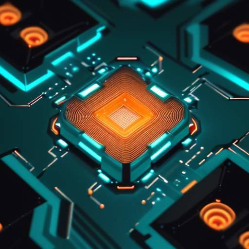 Makroaufnahme einer hochmodernen 3D-gestapelten Chip-Architektur in einem Labor, die durch leuchtende Verbindungen zwischen den Siliziumschichten und detaillierte metallische Strukturen die intelligente Vernetzung von Hardware-Komponenten visualis…