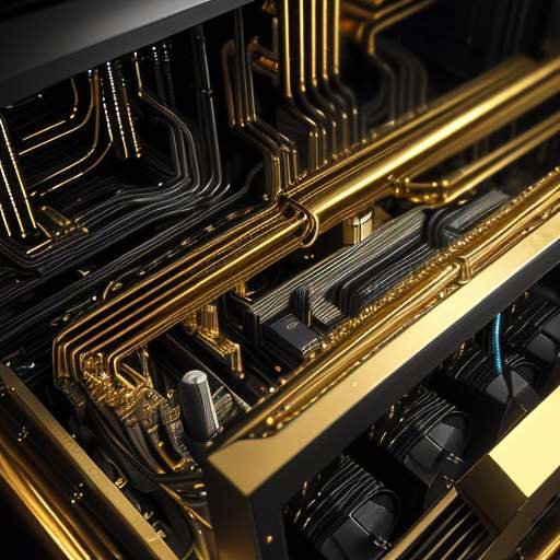 Makroaufnahme von leuchtenden GPU-Chips und komplexen Schaltkreisen in einem Server-Rack mit Flüssigkeitskühlung, die die hohe Rechenleistung moderner KI-Infrastrukturen visualisiert.