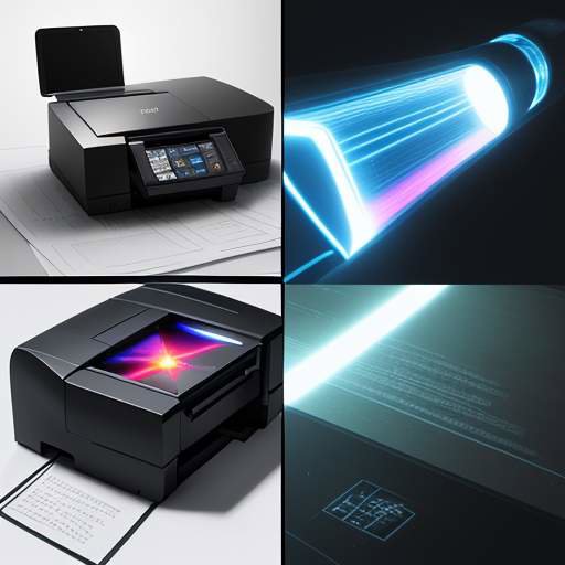 Split-Screen-Vergleich zwischen einem High-Tech-Laserdruckkopf und der glühenden Mikroelektronik auf einem Smartphone-Display zur Illustration moderner Fertigungstechniken.