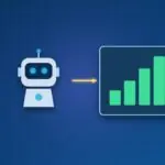 KI-Roboter treibt ein steigendes Geschäftsdiagramm an