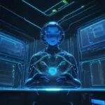 Ein futuristisches Labor, in dem ein holografisches menschliches Gehirn von leuchtenden Datenströmen analysiert wird, symbolisiert die komplexe Verknüpfung von KI-Technologie und neuronalen Netzwerken.