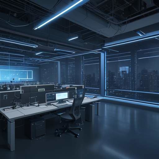 Eine moderne Software-Entwicklungsstudio bei Nacht, in der ein diverses Team vor holografischen Code-Strukturen und leuchtenden Datenströmen arbeitet, was die Symbiose von KI und moderner Softwareentwicklung visualisiert.