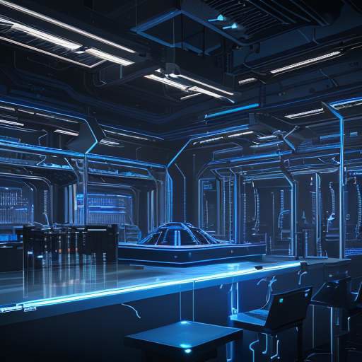 Futuristische Roboterarme montieren Hochtechnologie-Komponenten in einer automatisierten Fabrik mit Serverräumen im Hintergrund, die die Verbindung von KI und physischer Robotik visualisieren.