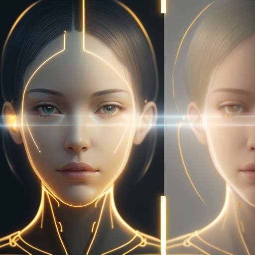 Split-Screen-Grafik: Eine Person und ein digitales neuronales Netzwerk sind durch leuchtende Datenlinien verbunden, was die Symbiose zwischen Mensch und KI-Technologie visualisiert.