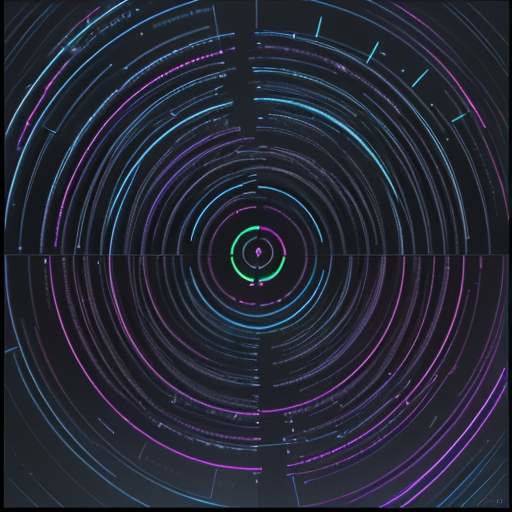 3D-Visualisierung eines überfüllten Radiospektrums mit farbigen Linien für WLAN, Mikrowellen und Bluetooth. Die Bluetooth-Linien zeigen die dynamischen Frequenzsprünge zur Vermeidung von Interferenzen in einem dichten Frequenzgitter.