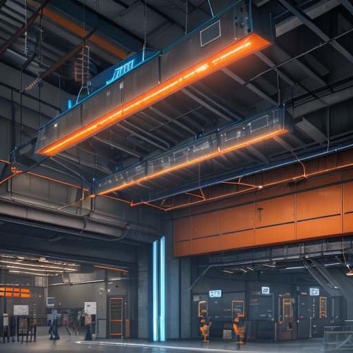 Ein großer, glühender Leistungstransformator in einer Industrieanlage mit kontrastreichen Blau- und Orangetönen, der die Umwandlung von elektrischer Energie in Wärme visualisiert.