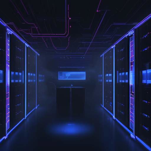 Eine dramatische Nahaufnahme eines Serverraums mit leuchtenden Lichtern, in dem eine geisterhafte, aus Code bestehende Hand nach einem Server greift, was die Bedrohung durch KI-gesteuerte Cyberangriffe symbolisiert.